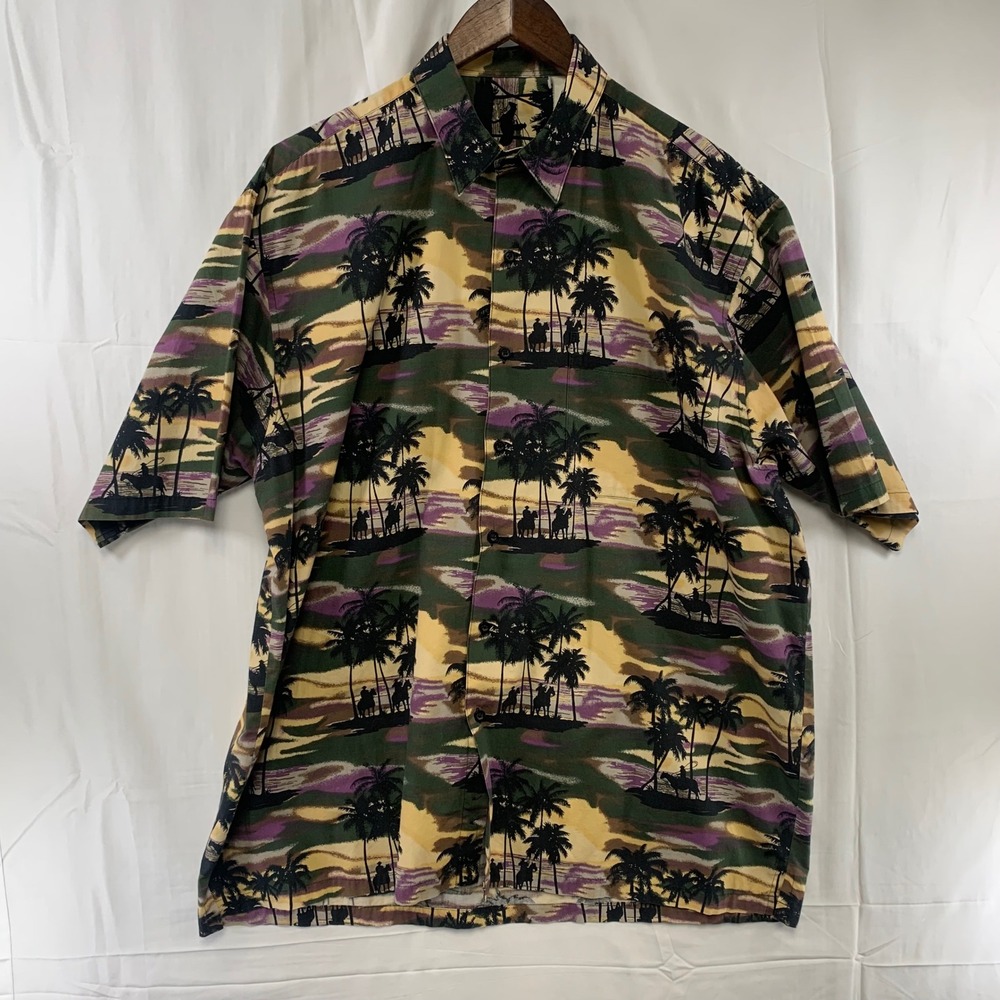 Roper Button Up Shirt Mens XL‎ Sunset Tropical Western Print Cowboy
